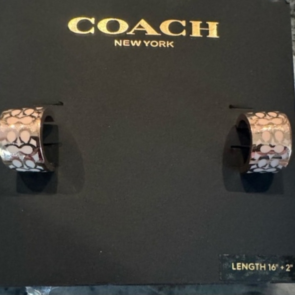 Coach Women's Gold and Rose Patterned Earrings